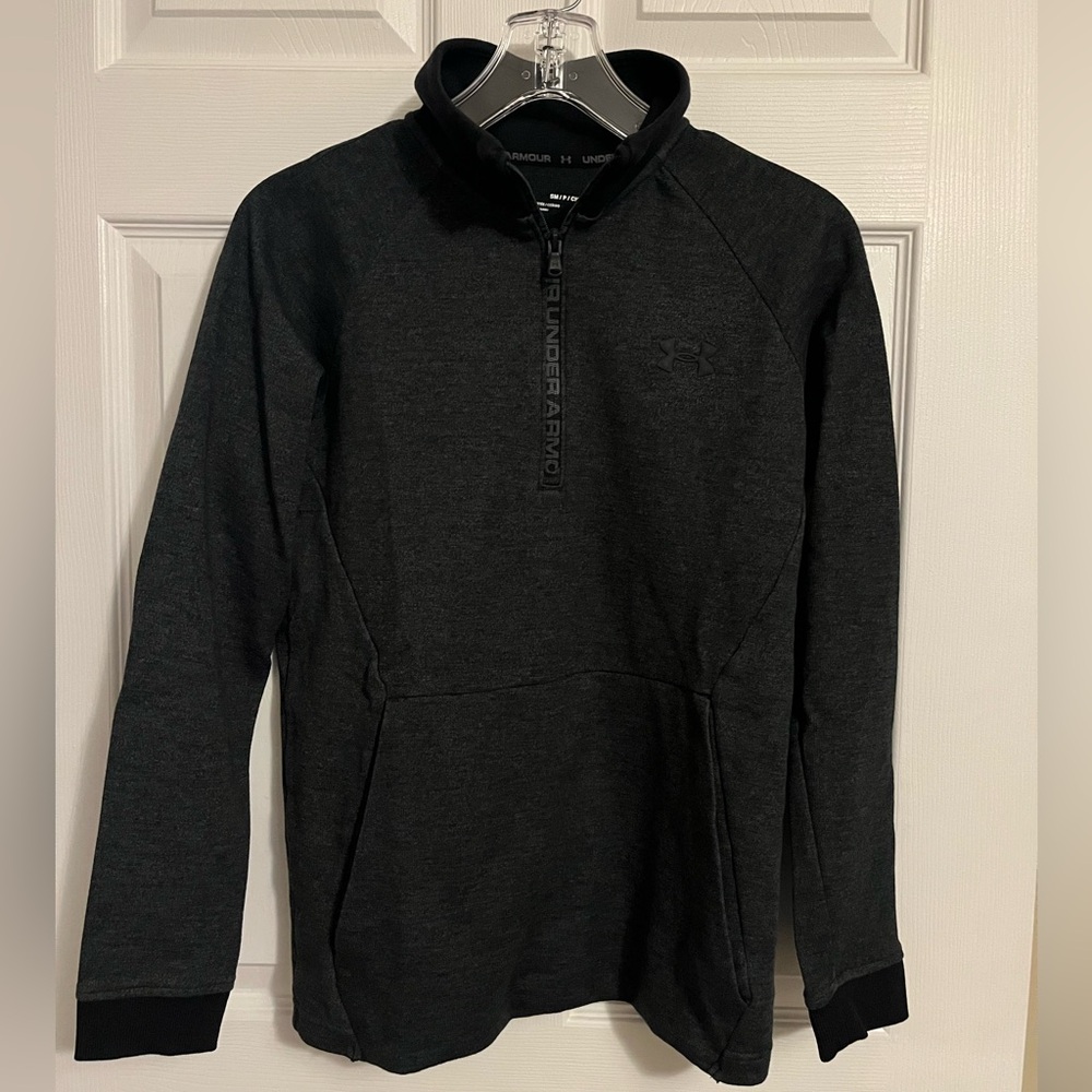 Under Armour Men's Small Fitted Charcoal Gray Quarter-Zip Sweater